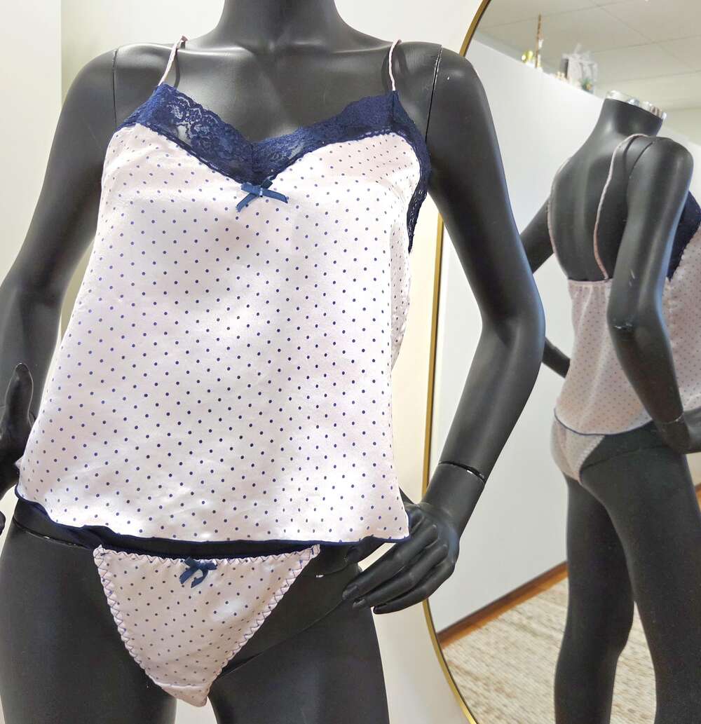Vintage lingerie set Spencer, polka dots, Hong Kong size M